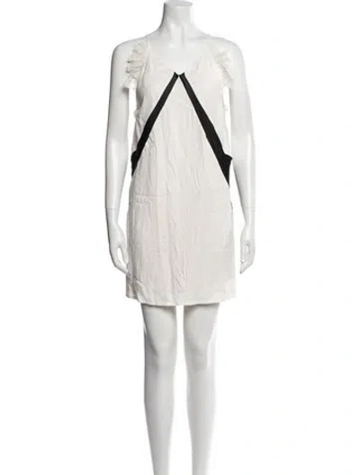 Pre-owned Maje Colorblock Pattern Mini Dress In White