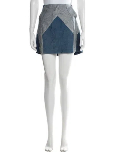 Pre-owned Maje Colorblock Pattern Mini Skirt In Blue
