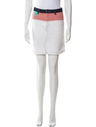 Pre-owned Maje Colorblock Pattern Mini Skirt In White