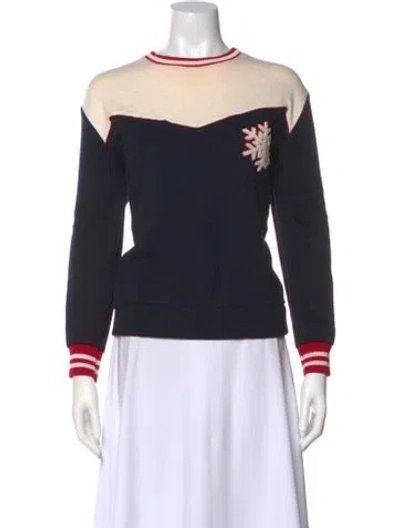 Pre-owned Maje Colorblock Pattern Scoop Neck Sweater In Black