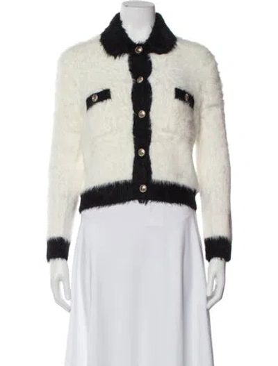 Pre-owned Maje Colorblock Pattern Sweater In White