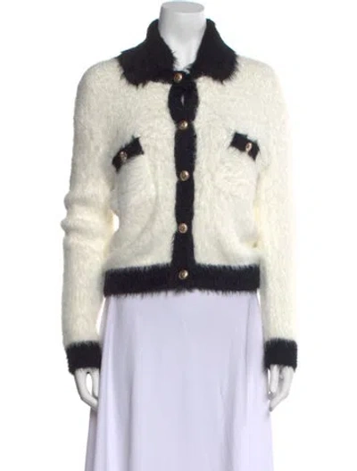 Pre-owned Maje Colorblock Pattern Sweater In White