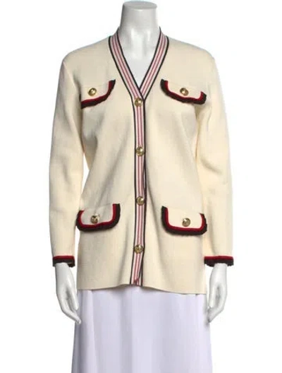 Pre-owned Maje Colorblock Pattern V-neck Sweater In Neutral