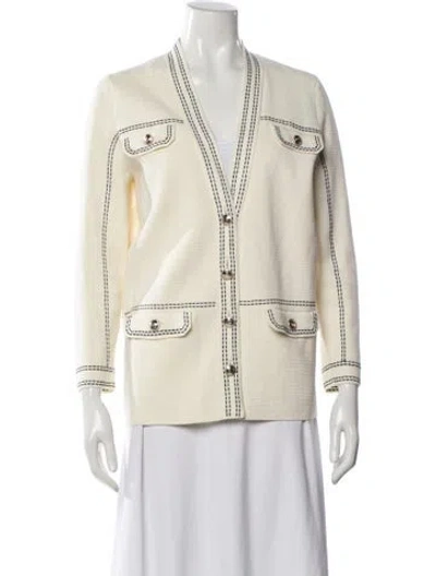 Pre-owned Maje Colorblock Pattern V-neck Sweater In Neutral