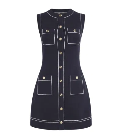 Maje Constrast-stitch Mini Dress In Blue