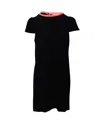 Maje Contrast Neck Shift Dress In Black Acetate In Black