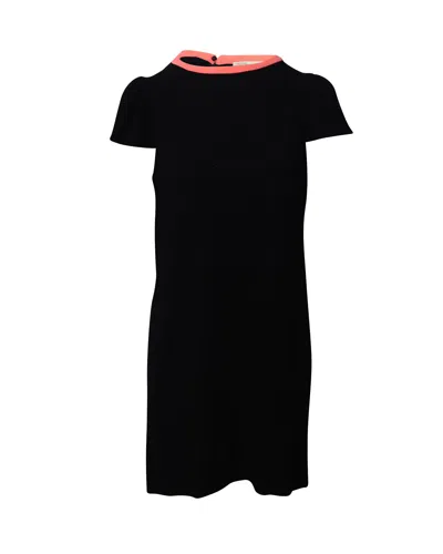 Maje Contrast Neck Shift Dress In Black Acetate