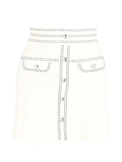 Pre-owned Maje Contrast-stitching Button Skirt In Neutral