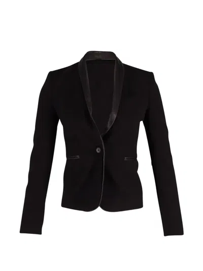 Pre-owned Maje Contrast-trim Blazer In Black