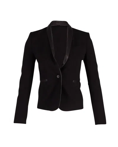 Maje Contrast Trim Blazer In Black Wool