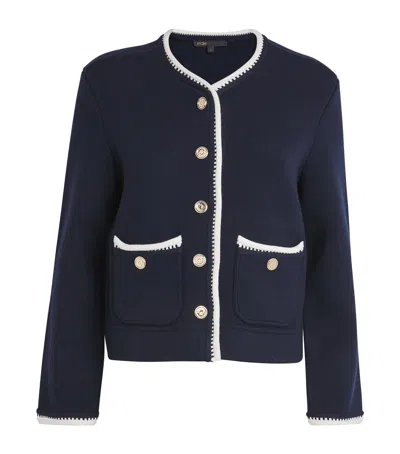 Maje Contrast-trim Cardigan In Blue