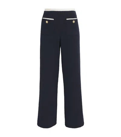 Maje Contrast-trim Elasticated Trousers In Blue