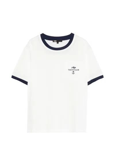 Maje Contrast-trim Graphic T-shirt In White