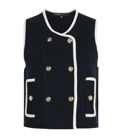 Maje Contrast-trim Sleeveless Top In Blue