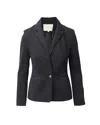 Maje Contrast Trim Tailored Jacket In Black Cotton In Black