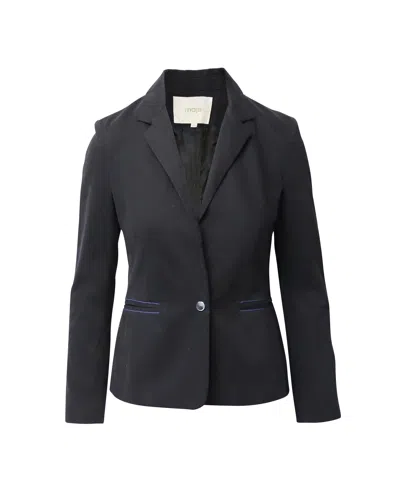 Maje Contrast Trim Tailored Jacket In Black Cotton