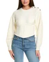 Maje Corset Hem Sweater In White
