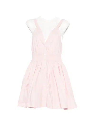 Maje Cotton A-line Mini Dress In Pink