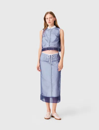 Maje Cotton And Removable Organza Skirt In Blue