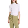 Maje Maude Rib Knit Short Sleeve Sweater In Ecru