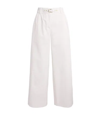 Maje Cotton Belted Trousers In White