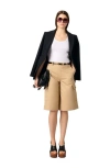Maje Cotton Bermuda Shorts In Beige