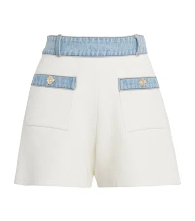 Maje Cotton-blend Bouclé Shorts In White