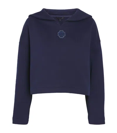 Maje Cotton-blend Embroidered Sweater In Blue