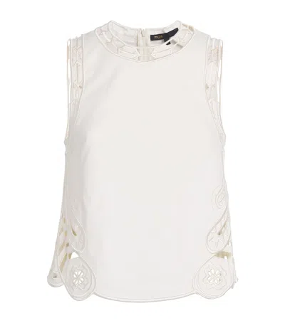 Maje Cotton-blend Embroidered Top In White