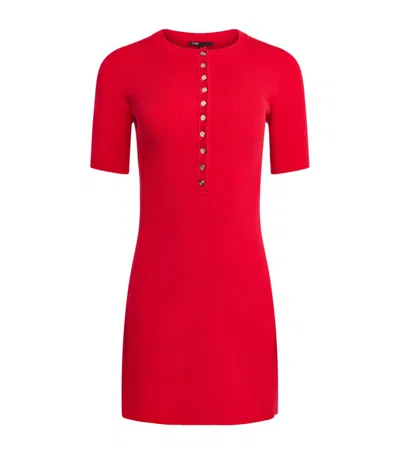 Maje Cotton-blend Ribbed Mini Dress In Red