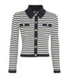 Maje Cotton-blend Striped Cardigan In Blue