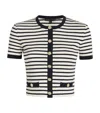 Maje Striped Short-sleeve Cardigan In White
