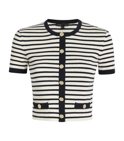 Maje Cotton-blend Striped Top In Black