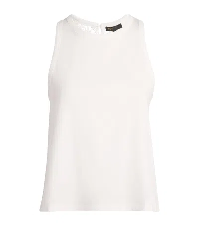 Maje Cotton Crochet-back Tank Top In White