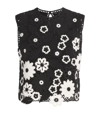 Maje Cotton Crochet Floral Top