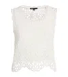 Maje Cotton Crochet Tank Top In White