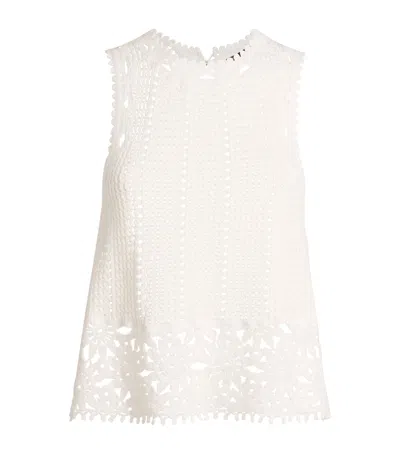 Maje Cotton Crochet Tank Top In Neutral