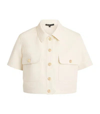Maje Cotton Cropped Jacket In White