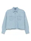 Maje Womens Denim Blue Bridget Rhinestone-embellished Denim Shirt In Blue