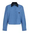 Maje Womens Blue Rhinestoned Tiles Rhinestone-embellished Removable-collar Cotton Shirt In Blue