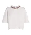 Maje Cotton Embellished-neck T-shirt In White