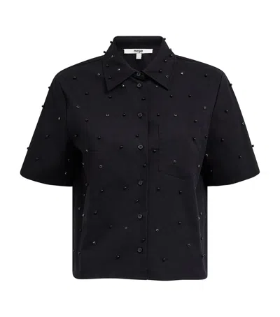 Maje Cotton Embellished Shirt In Black