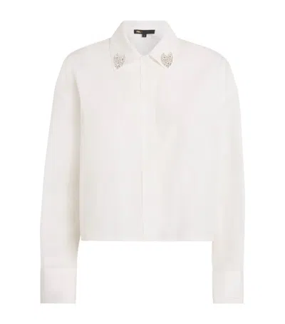 Maje Cotton Embellished Shirt In White