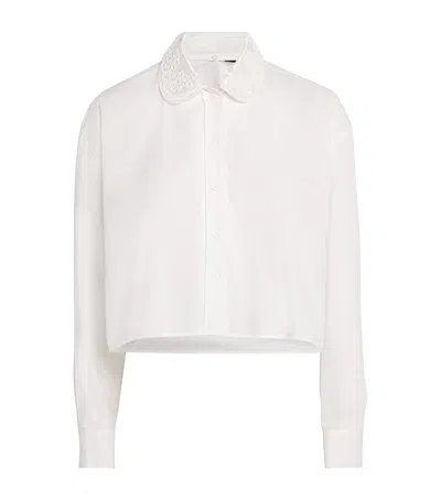 Maje Cotton Embroidered Cropped Shirt In White
