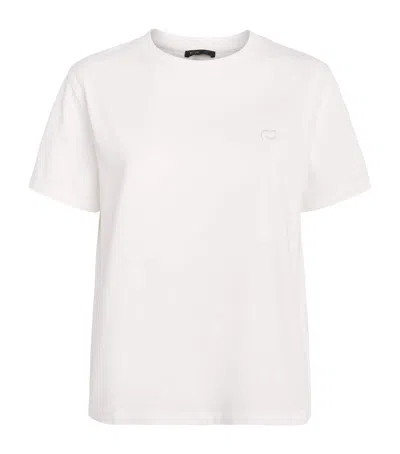 Maje Cotton Embroidered Logo T-shirt In White