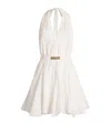 Maje Womens White Ring-embellished Halter-neck Embroidered Cotton Mini Dress In White