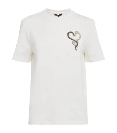 Maje Cotton Embroidered Serpent T-shirt In White