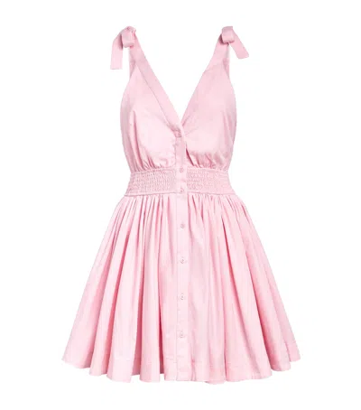 Maje Cotton Flared Mini Dress In Pink