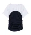Maje Cotton Gathered T-shirt In Multi