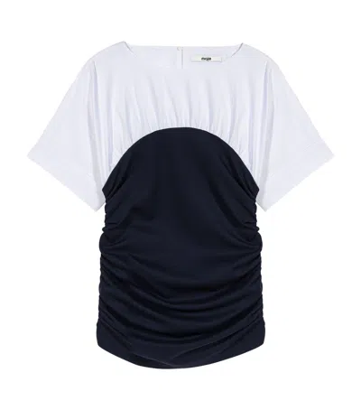 Maje Cotton Gathered T-shirt In Multi